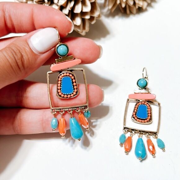 Boho statement earrings M164 - Picture 3 of 4